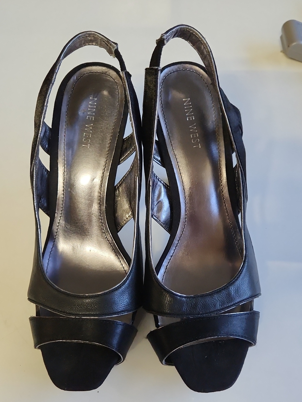 Nine West Black Cutout Slingback Heels